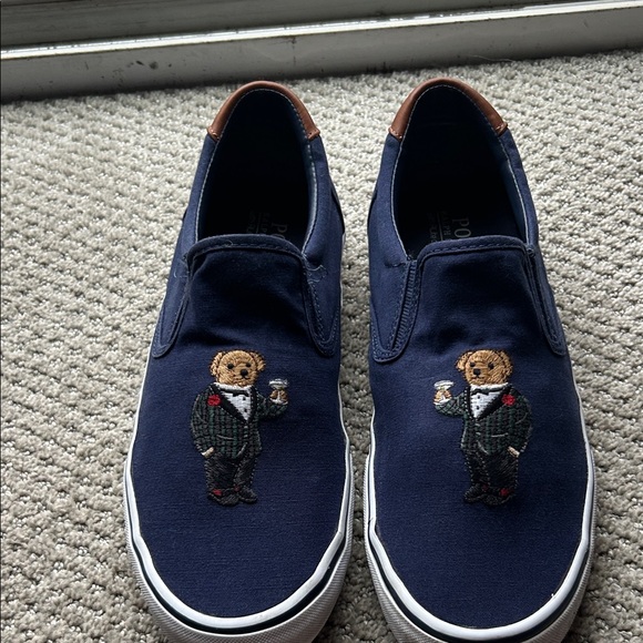 Polo Ralph Lauren Other - Polo by Ralph Lauren Navy Loafers with Bear Embroidery